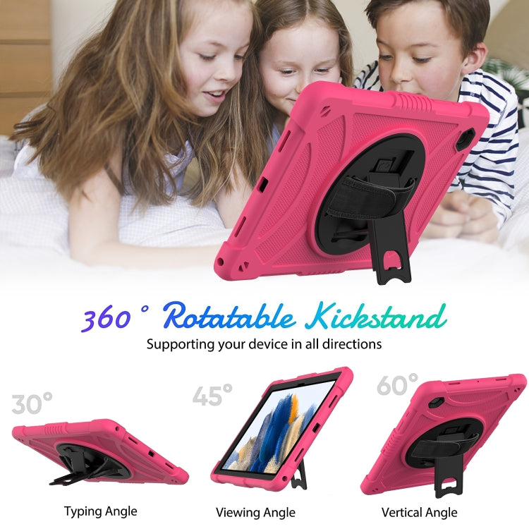 For Samsung Galaxy Tab A8 10.5 2021 Rotary Grab Silicone + PC Tablet Case(Rose Red) - Other Galaxy Tab PC by buy2fix | Online Shopping UK | buy2fix