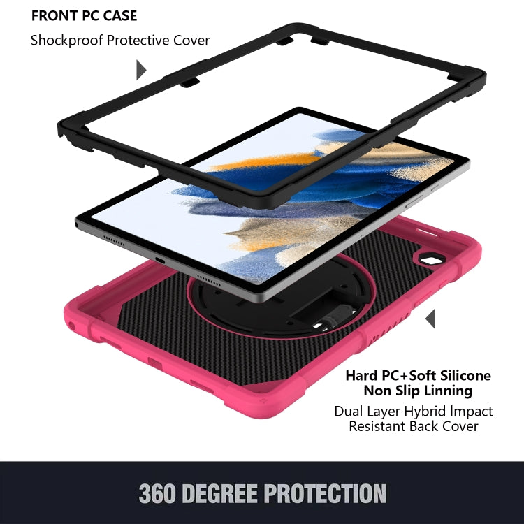 For Samsung Galaxy Tab A8 10.5 2021 Rotary Grab Silicone + PC Tablet Case(Rose Red) - Other Galaxy Tab PC by buy2fix | Online Shopping UK | buy2fix