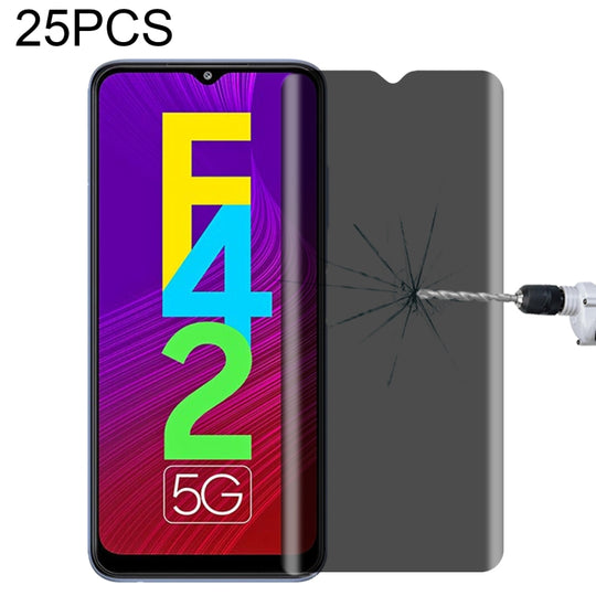 25 PCS Full Cover Anti-peeping Tempered Glass Film For Samsung Galaxy F42 5G