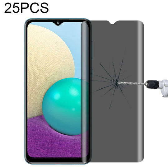 25 PCS Full Cover Anti-peeping Tempered Glass Film For Samsung Galaxy A02