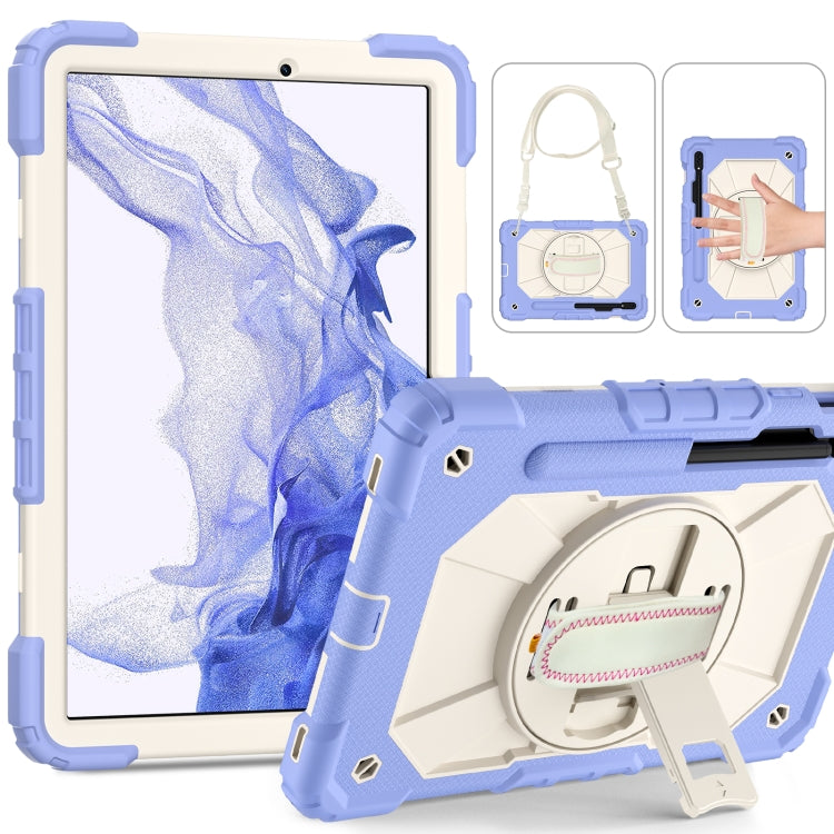 For Samsung Galaxy Tab S8 / Tab S7 Contrast Color Robot Silicone + PC Tablet Case(Lotus Root Purple Beige) by buy2fix