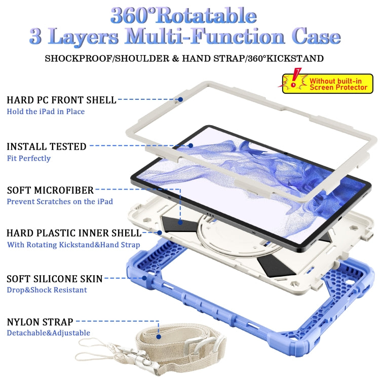 For Samsung Galaxy Tab S8 / Tab S7 Contrast Color Robot Silicone + PC Tablet Case(Lotus Root Purple Beige) by buy2fix