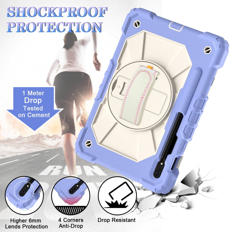 For Samsung Galaxy Tab S8 / Tab S7 Contrast Color Robot Silicone + PC Tablet Case(Lotus Root Purple Beige) by buy2fix