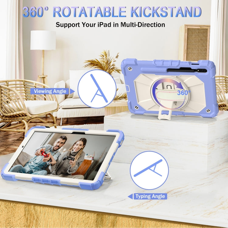 For Samsung Galaxy Tab S8 / Tab S7 Contrast Color Robot Silicone + PC Tablet Case(Lotus Root Purple Beige) by buy2fix