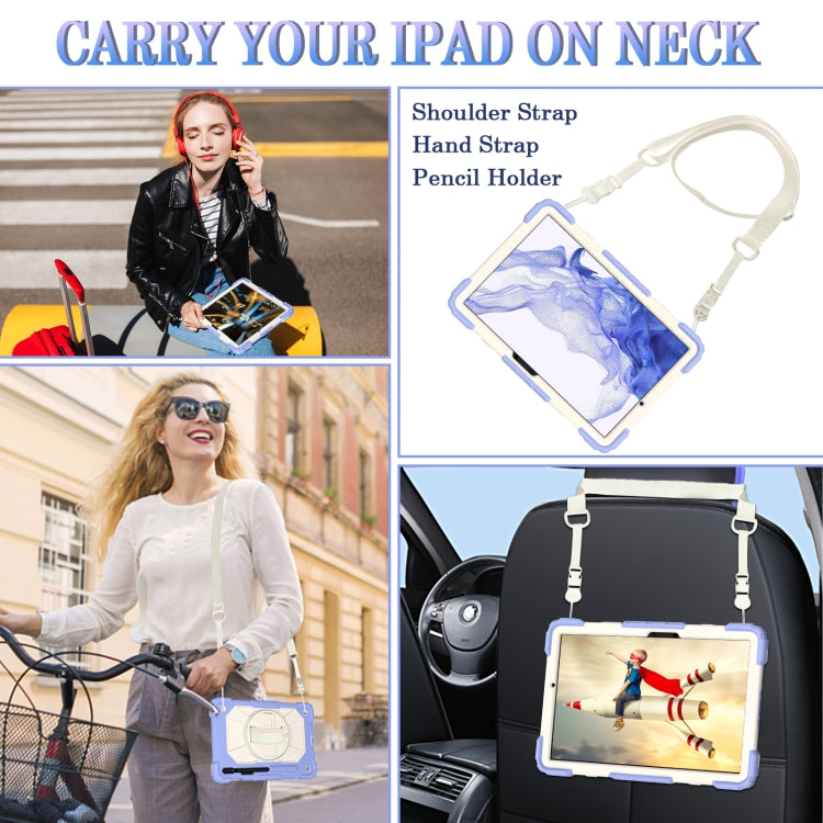 For Samsung Galaxy Tab S8 / Tab S7 Contrast Color Robot Silicone + PC Tablet Case(Lotus Root Purple Beige) by buy2fix