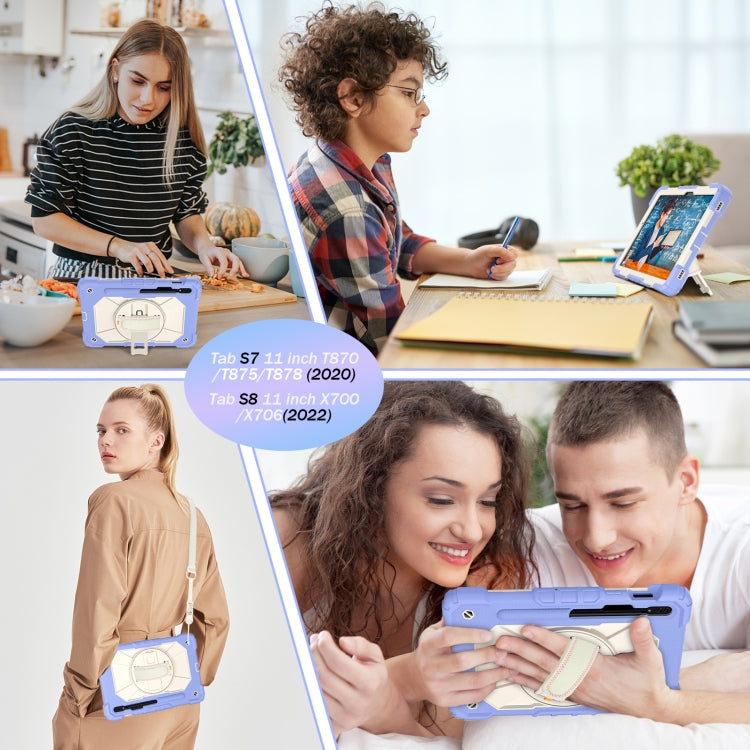 For Samsung Galaxy Tab S8 / Tab S7 Contrast Color Robot Silicone + PC Tablet Case(Lotus Root Purple Beige) by buy2fix