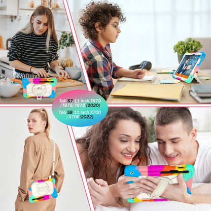 For Samsung Galaxy Tab S8 / Tab S7 Contrast Color Robot Silicone + PC Tablet Case(Colorful Blue) by buy2fix