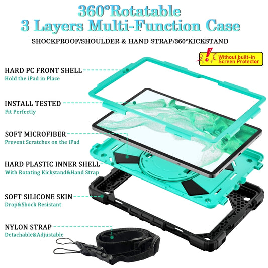 For Samsung Galaxy Tab S8 / Tab S7 Contrast Color Robot Silicone + PC Tablet Case(Black+Aqua) by buy2fix