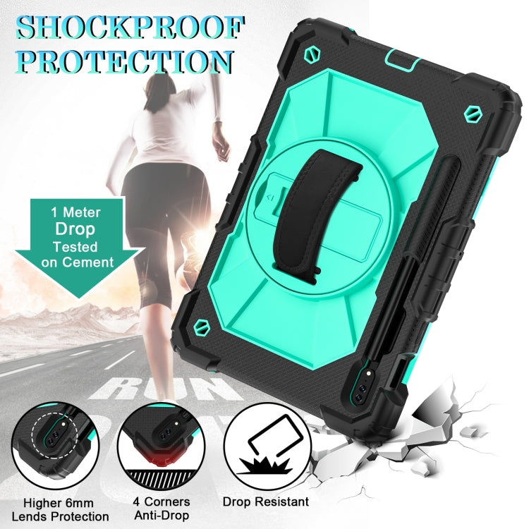 For Samsung Galaxy Tab S8 / Tab S7 Contrast Color Robot Silicone + PC Tablet Case(Black+Aqua) by buy2fix