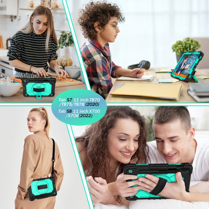 For Samsung Galaxy Tab S8 / Tab S7 Contrast Color Robot Silicone + PC Tablet Case(Black+Aqua) by buy2fix