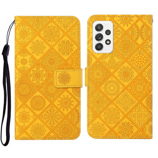 For Samsung Galaxy A23 Ethnic Style Embossed Pattern Leather Phone Case(Yellow)