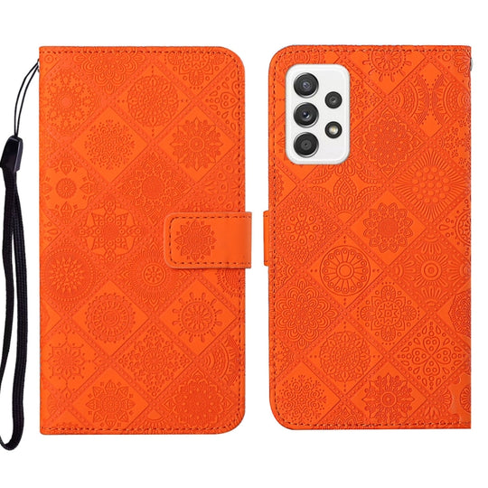For Samsung Galaxy A23 Ethnic Style Embossed Pattern Leather Phone Case(Orange)