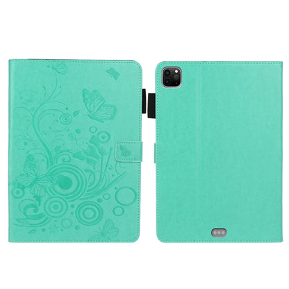 For iPad Pro 11 inch 2020 / 2018 Embossed Butterfly Pattern Smart Leather Tablet Case(Green) - iPad Pro 11 (2020) Cases by buy2fix | Online Shopping UK | buy2fix
