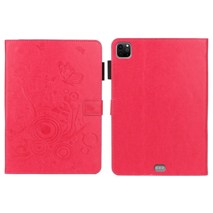 For iPad Pro 11 inch 2020 / 2018 Embossed Butterfly Pattern Smart Leather Tablet Case(Rose Red) - iPad Pro 11 (2020) Cases by buy2fix | Online Shopping UK | buy2fix