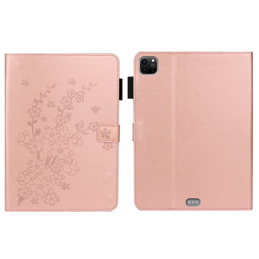 For iPad Pro 11 inch 2020 / 2018 Embossed Plum Bossom Pattern Smart Leather Tablet Case(Rose Gold) - iPad Pro 11 (2020) Cases by buy2fix | Online Shopping UK | buy2fix