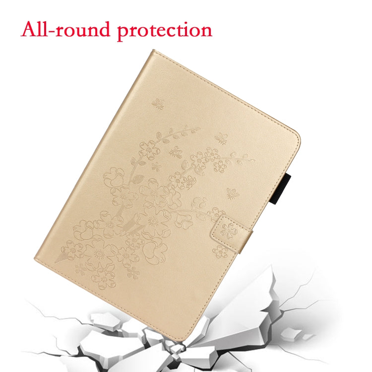For iPad Pro 11 inch 2020 / 2018 Embossed Plum Bossom Pattern Smart Leather Tablet Case(Gold) - iPad Pro 11 (2020) Cases by buy2fix | Online Shopping UK | buy2fix