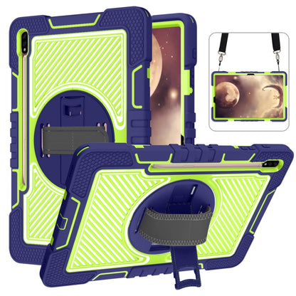 For Samsung Galaxy Tab A7 Lite 360 Degree Rotation Contrast Color Silicone + PC Tablet Case(Navy Blue+Yellow Green) - Tab A7 Lite T220 / T225 by buy2fix | Online Shopping UK | buy2fix