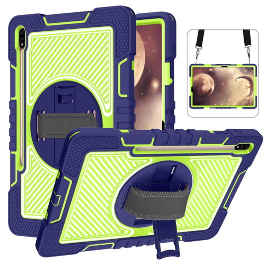 For Samsung Galaxy Tab A7 Lite 360 Degree Rotation Contrast Color Silicone + PC Tablet Case(Navy Blue+Yellow Green) - Tab A7 Lite T220 / T225 by buy2fix | Online Shopping UK | buy2fix