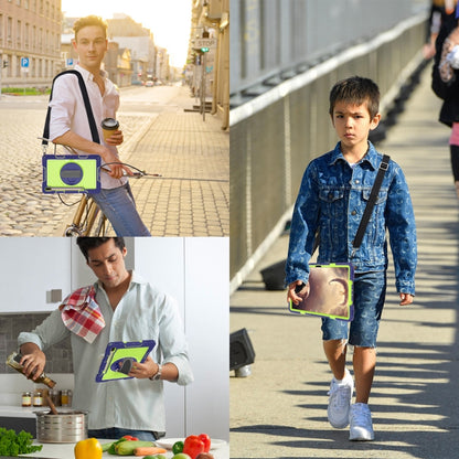 For Samsung Galaxy Tab A7 Lite 360 Degree Rotation Contrast Color Silicone + PC Tablet Case(Navy Blue+Yellow Green) - Tab A7 Lite T220 / T225 by buy2fix | Online Shopping UK | buy2fix