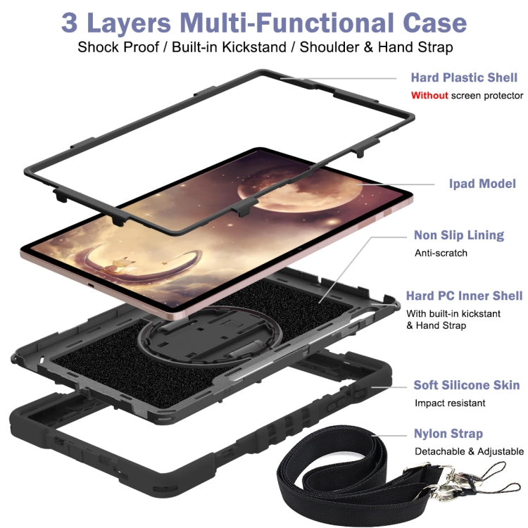 For Samsung Galaxy Tab A7 Lite 360 Degree Rotation Contrast Color Silicone + PC Tablet Case(Black) - Tab A7 Lite T220 / T225 by buy2fix | Online Shopping UK | buy2fix