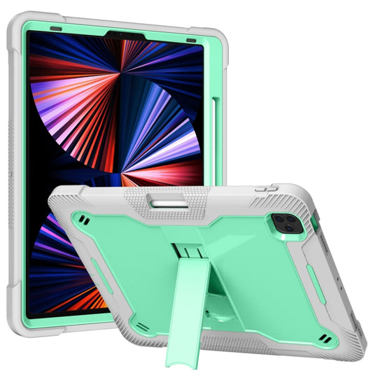 For iPad Pro 12.9 2022 / 2021 / 2020 / 2018 Silicone + PC Shockproof Tablet Case(Mint Green+Grey) - iPad Pro 12.9 (2022/2021) Cases by buy2fix | Online Shopping UK | buy2fix