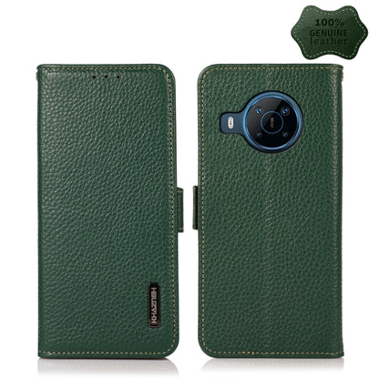 For Nokia X100 KHAZNEH Side-Magnetic Litchi Genuine Leather RFID Phone Case(Green) - Nokia Cases by buy2fix | Online Shopping UK | buy2fix