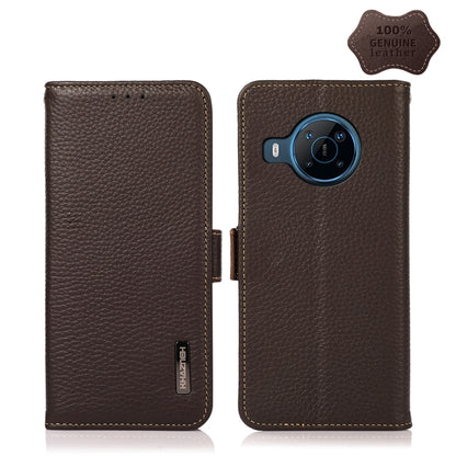 For Nokia X100 KHAZNEH Side-Magnetic Litchi Genuine Leather RFID Phone Case(Brown) - Nokia Cases by buy2fix | Online Shopping UK | buy2fix