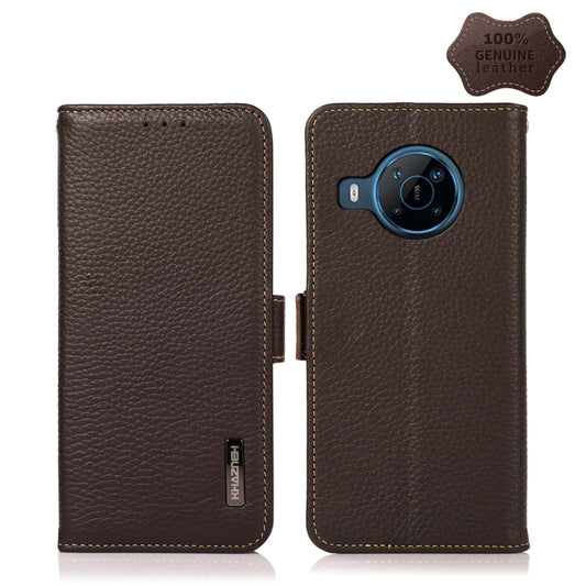 For Nokia X100 KHAZNEH Side-Magnetic Litchi Genuine Leather RFID Phone Case(Brown) - Nokia Cases by buy2fix | Online Shopping UK | buy2fix