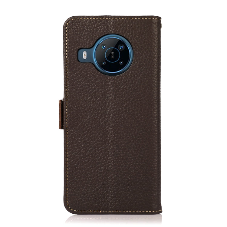 For Nokia X100 KHAZNEH Side-Magnetic Litchi Genuine Leather RFID Phone Case(Brown) - Nokia Cases by buy2fix | Online Shopping UK | buy2fix