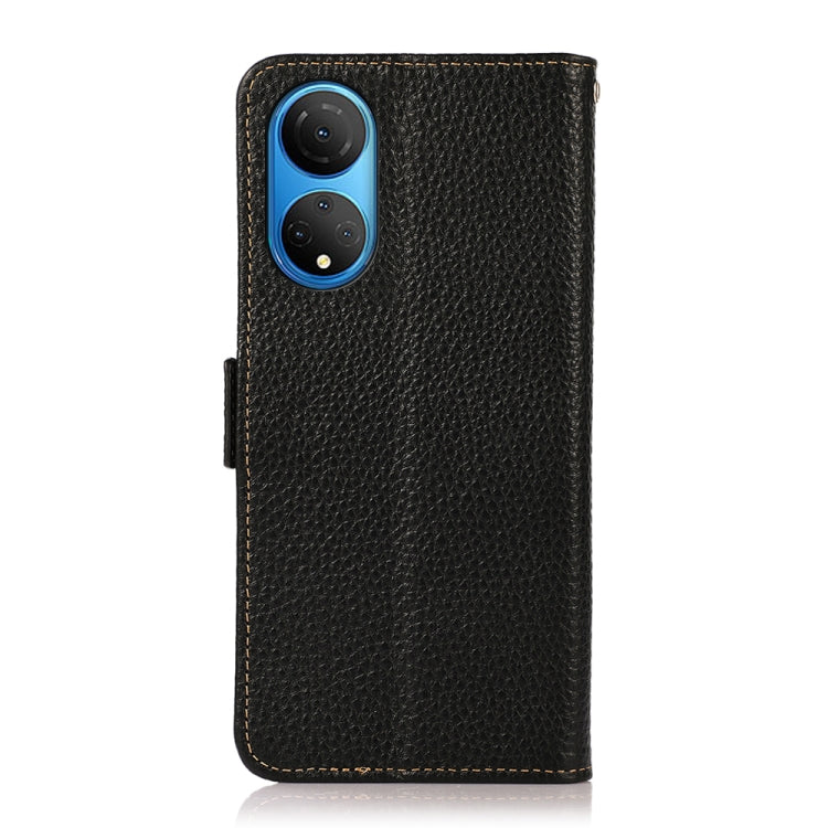 For Honor X7 / Play 30 Plus KHAZNEH Side-Magnetic Litchi Genuine Leather RFID Phone Case(Black) - Honor Cases by buy2fix | Online Shopping UK | buy2fix