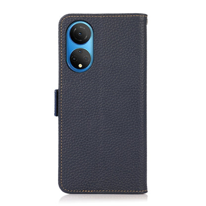 For Honor X7 / Play 30 Plus KHAZNEH Side-Magnetic Litchi Genuine Leather RFID Phone Case(Blue) - Honor Cases by buy2fix | Online Shopping UK | buy2fix