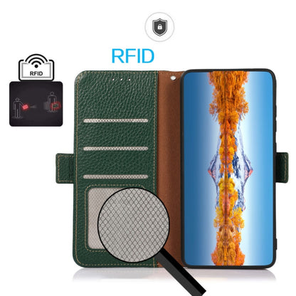 For Honor X7 / Play 30 Plus KHAZNEH Side-Magnetic Litchi Genuine Leather RFID Phone Case(Green) - Honor Cases by buy2fix | Online Shopping UK | buy2fix