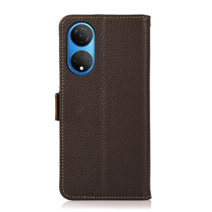 For Honor X7 / Play 30 Plus KHAZNEH Side-Magnetic Litchi Genuine Leather RFID Phone Case(Brown) - Honor Cases by buy2fix | Online Shopping UK | buy2fix