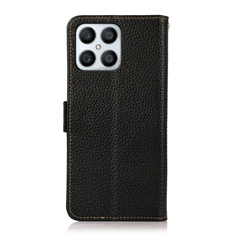 For Honor X30i / Play6T Pro / X8 KHAZNEH Side-Magnetic Litchi Genuine Leather RFID Phone Case(Black) - Honor Cases by buy2fix | Online Shopping UK | buy2fix