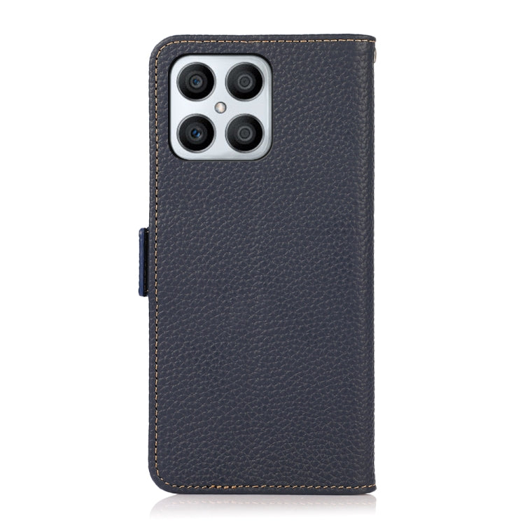 For Honor X30i / Play6T Pro / X8 KHAZNEH Side-Magnetic Litchi Genuine Leather RFID Phone Case(Blue) - Honor Cases by buy2fix | Online Shopping UK | buy2fix