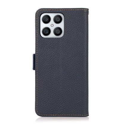 For Honor X30i / Play6T Pro / X8 KHAZNEH Side-Magnetic Litchi Genuine Leather RFID Phone Case(Blue) - Honor Cases by buy2fix | Online Shopping UK | buy2fix