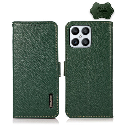 For Honor X30i / Play6T Pro / X8 KHAZNEH Side-Magnetic Litchi Genuine Leather RFID Phone Case(Green) - Honor Cases by buy2fix | Online Shopping UK | buy2fix