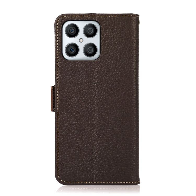 For Honor X30i / Play6T Pro / X8 KHAZNEH Side-Magnetic Litchi Genuine Leather RFID Phone Case(Brown) - Honor Cases by buy2fix | Online Shopping UK | buy2fix