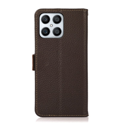 For Honor X30i / Play6T Pro / X8 KHAZNEH Side-Magnetic Litchi Genuine Leather RFID Phone Case(Brown) - Honor Cases by buy2fix | Online Shopping UK | buy2fix
