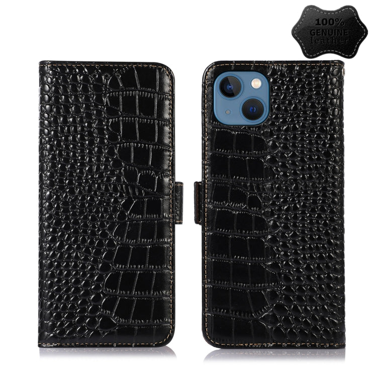 For iPhone 13 Crocodile Top Layer Cowhide Leather Phone Case(Black) - iPhone 13 Cases by buy2fix | Online Shopping UK | buy2fix