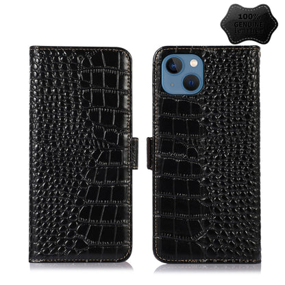 For iPhone 13 Crocodile Top Layer Cowhide Leather Phone Case(Black) - iPhone 13 Cases by buy2fix | Online Shopping UK | buy2fix