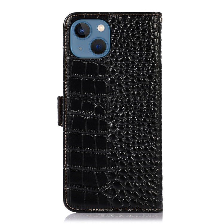 For iPhone 13 Crocodile Top Layer Cowhide Leather Phone Case(Black) - iPhone 13 Cases by buy2fix | Online Shopping UK | buy2fix