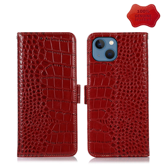 For iPhone 13 Crocodile Top Layer Cowhide Leather Phone Case(Red) - iPhone 13 Cases by buy2fix | Online Shopping UK | buy2fix