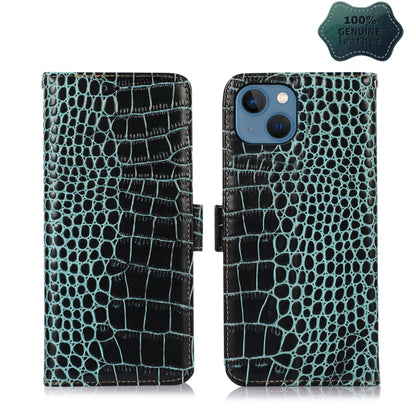 For iPhone 13 Crocodile Top Layer Cowhide Leather Phone Case(Green) - iPhone 13 Cases by buy2fix | Online Shopping UK | buy2fix