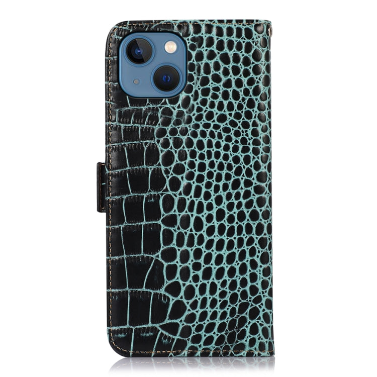 For iPhone 13 Crocodile Top Layer Cowhide Leather Phone Case(Green) - iPhone 13 Cases by buy2fix | Online Shopping UK | buy2fix