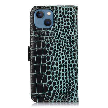 For iPhone 13 Crocodile Top Layer Cowhide Leather Phone Case(Green) - iPhone 13 Cases by buy2fix | Online Shopping UK | buy2fix