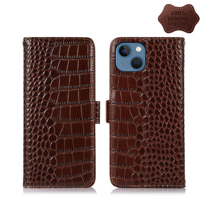 For iPhone 13 Crocodile Top Layer Cowhide Leather Phone Case(Brown) - iPhone 13 Cases by buy2fix | Online Shopping UK | buy2fix