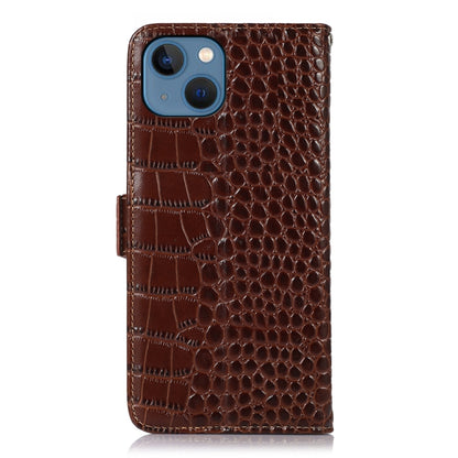 For iPhone 13 Crocodile Top Layer Cowhide Leather Phone Case(Brown) - iPhone 13 Cases by buy2fix | Online Shopping UK | buy2fix