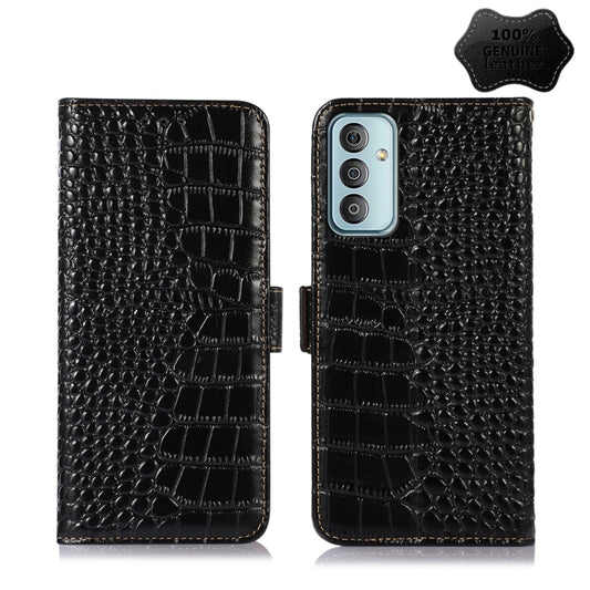 For Samsung Galaxy F23 5G / M23 Crocodile Top Layer Cowhide Leather Phone Case(Black) - Galaxy Phone Cases by buy2fix | Online Shopping UK | buy2fix
