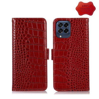 For Samsung Galaxy M53 5G Crocodile Top Layer Cowhide Leather Phone Case(Red) - Galaxy Phone Cases by buy2fix | Online Shopping UK | buy2fix